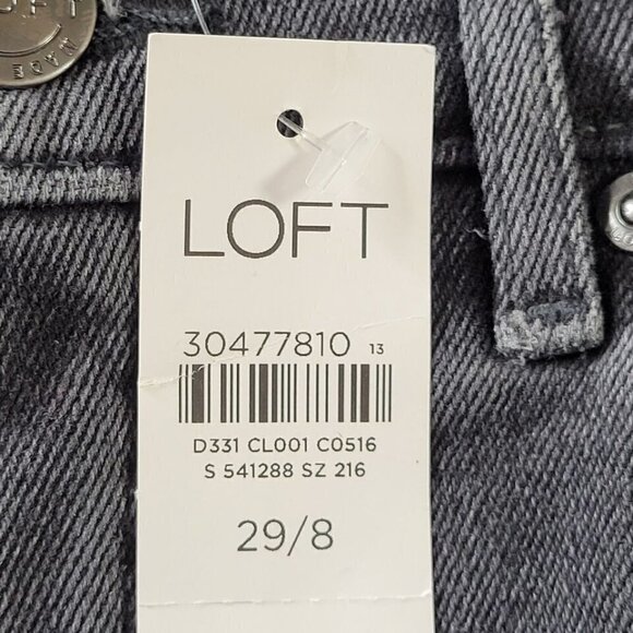 Loft Straight Leg Jeans Women Size 8 Relaxed High Waist Raw Frayed Hem Black New - Picture 3 of 15